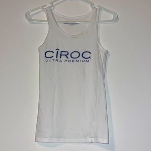 Ciroc Rhinestone Logo Tank Top White with Blue Sparkle Logo Size Small